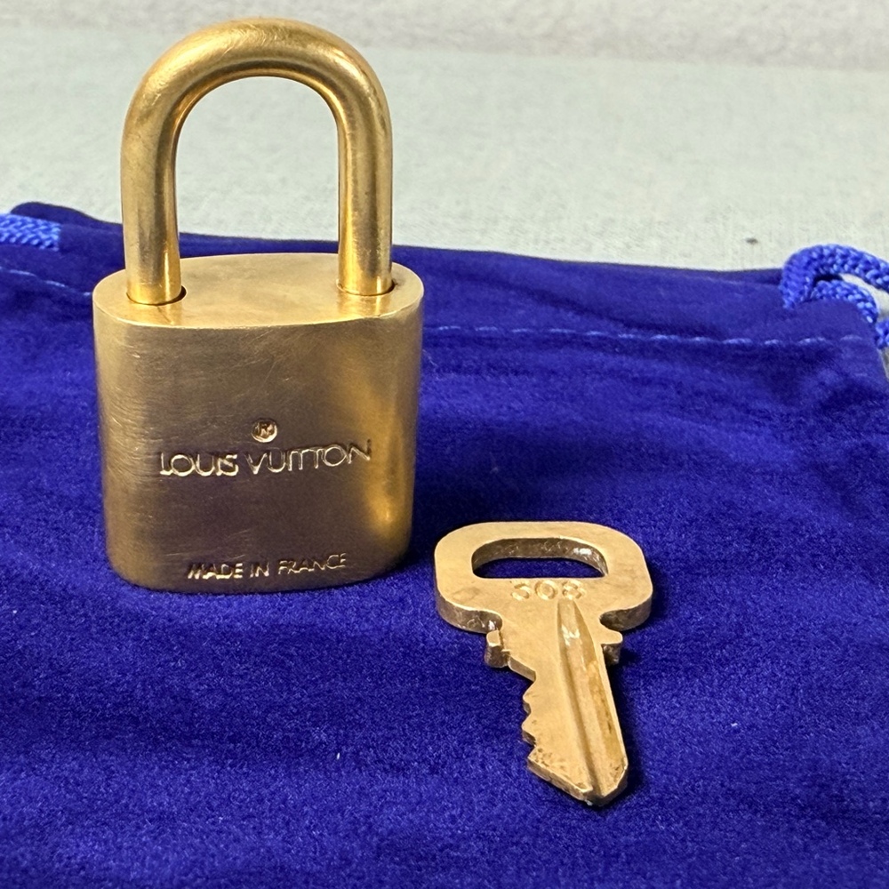 Louis Vuitton Brass Padlock Lock Key Set #310 Authentic France